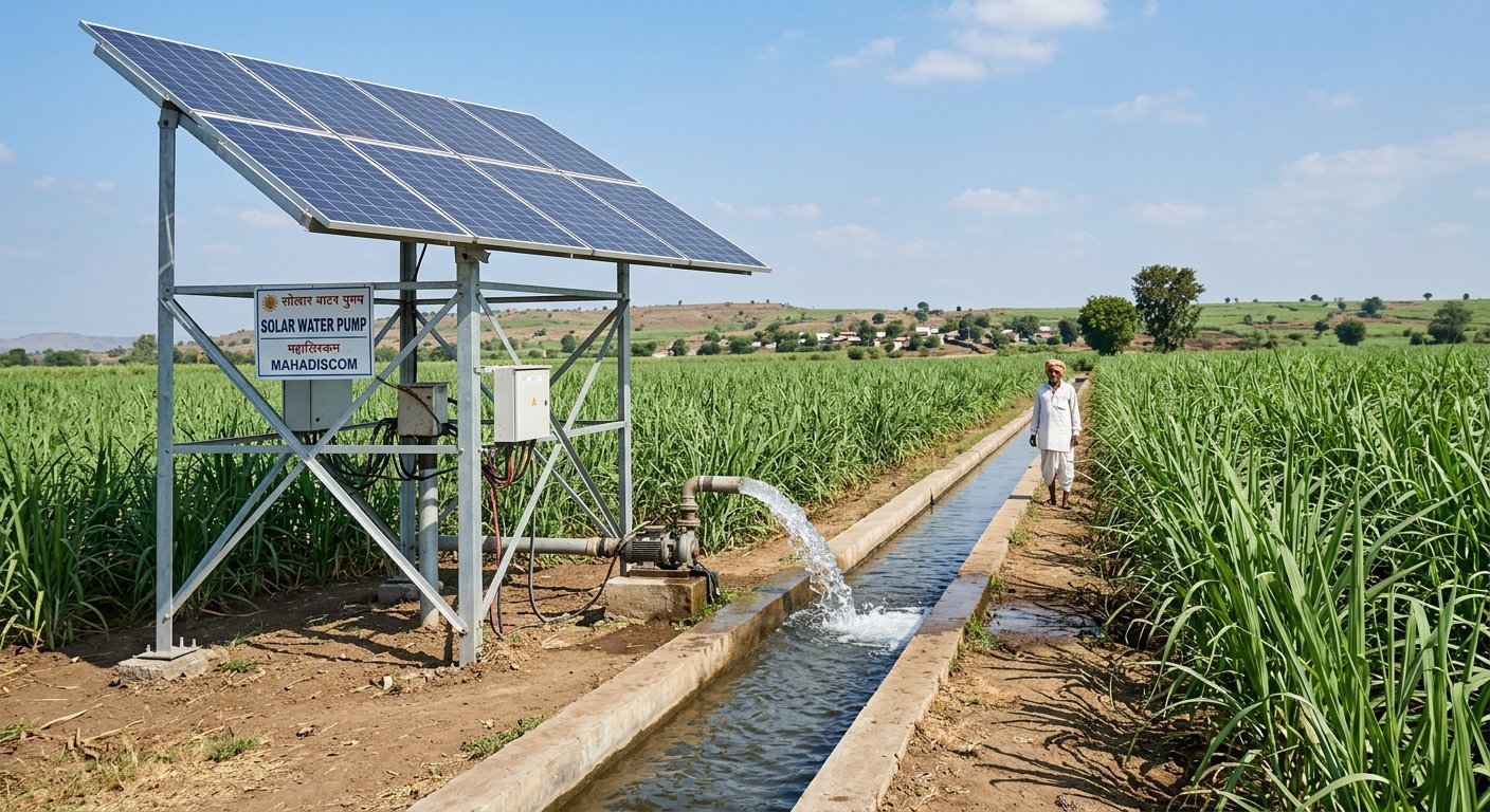 5 HP PM-KUSUM solar water pump installed near Sinnar Nashik